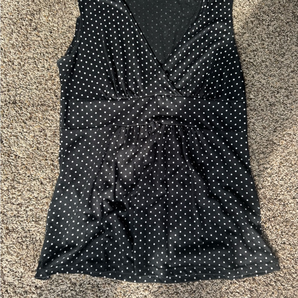 Black Polka Dot Sleeveless Top